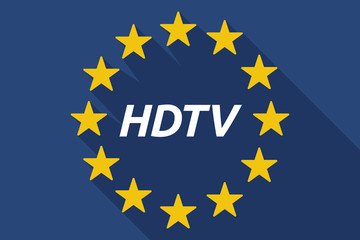 Long shadow European Union flag with    the text HDTV