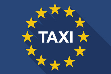 Long shadow European Union flag with    the text TAXI