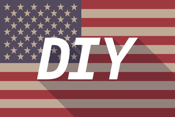 Long shadow USA flag with    the text DIY
