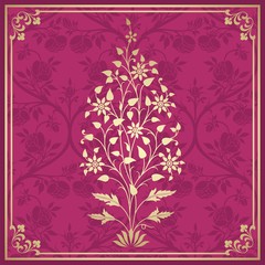 wedding card design, paisley floral pattern , India