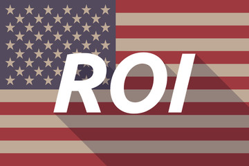 Long shadow USA flag with    the return of investment acronym RO