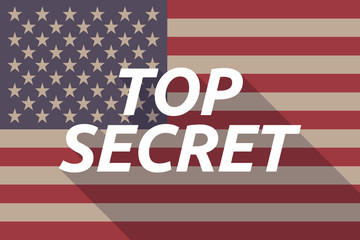 Long shadow USA flag with    the text TOP SECRET