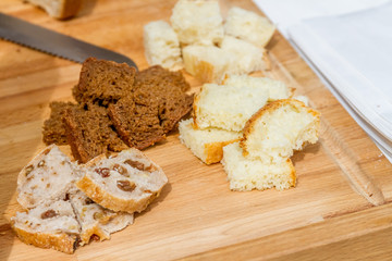 Cubes of bread croutons of white bread