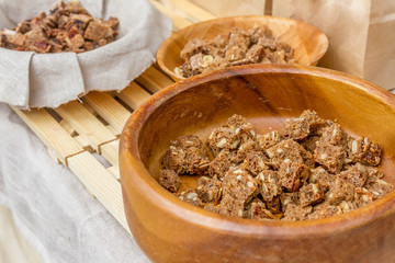 Cubes of bread croutons of white bread