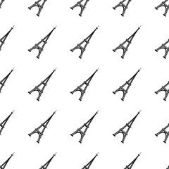 Eiffel Tower Seamless Background. French Tower Pattern