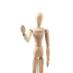 Human doll puppet statuette isolated