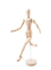 Human doll puppet statuette isolated