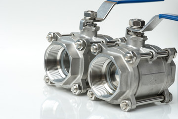 Stainless ball valves isolated on  white background,manual valves.