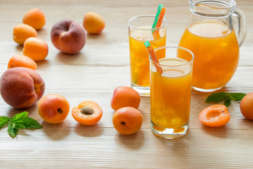Apricot and peach juice with ice.