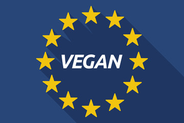 Long shadow European Union flag with    the text VEGAN