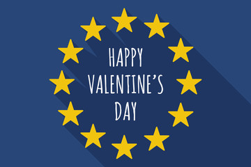 Long shadow European Union flag with    the text HAPPY VALENTINE