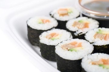 Set of sushi rolls isolated