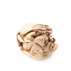 Crumbled paper ball isolated