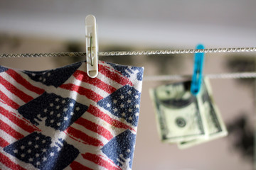 flag of america with money