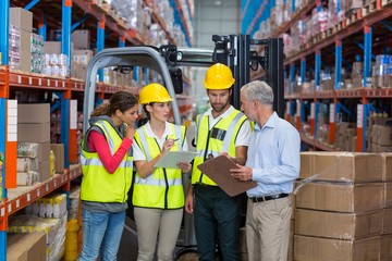 Manager talking with the workers