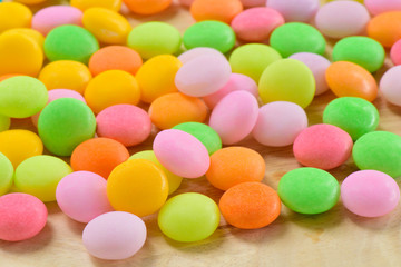 Colorful sugary candy, Multi colour Dessert sweet for child, Sugary candy heart shape background