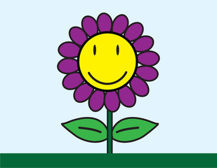 vector of smiley flower cartoon drawing