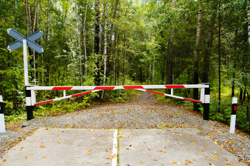 A barrier across lone forest road