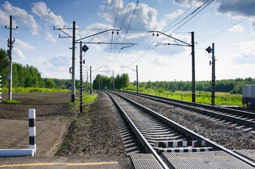 Fototapeta na wymiar Rail crossing in the countryside