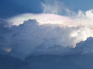 Fototapeta premium Sun shines through the rain clouds, Before became rainstorm (storm, rain clouds,sky)