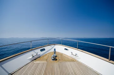  Wide angle shot of front of the yacht in summer time © photogoricki