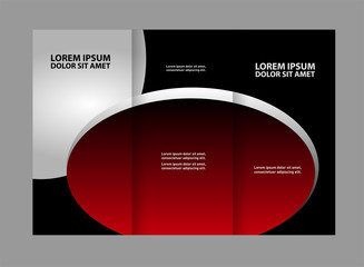 Vector empty tri-fold brochure print template design, trifold bright violet booklet or flyer
