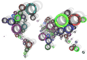 Mappa Terra 3D colore con forme spirale