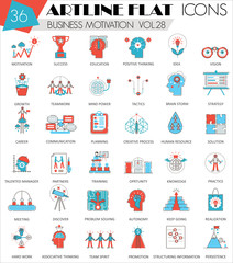Vector Business motivation ultra modern outline artline flat line icons for web and apps.