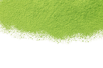 Powdered matcha green tea, isolated on white - obrazy, fototapety, plakaty