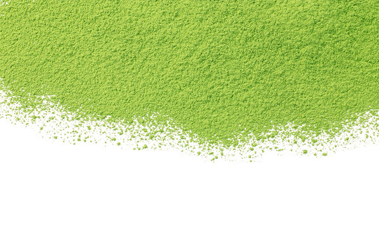 Fototapeta Powdered matcha green tea, isolated on white