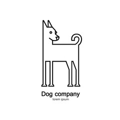 Single logo with a dog made in modern line style vector.
