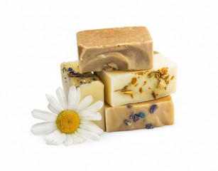 Natural handmade soaps with honey,lavender, chamomile and goat m