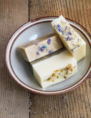 Natural handmade soaps with honey,lavender, chamomile and goat m