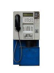 Old pay phone on white background