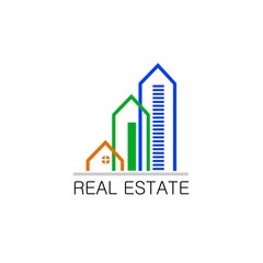 Building composition sign, icon, logo isolated. Modern house end real estate logo. 