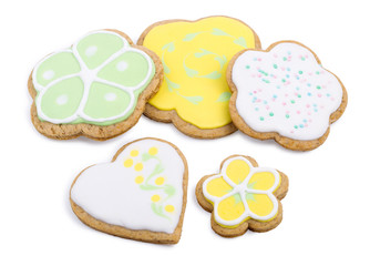 Homemade baked gingerbread, isolated on a white