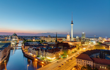 The Berlin skyline with the famous Television Tower at night