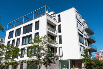 Beautiful modern apartment house seen in Berlin, Germany