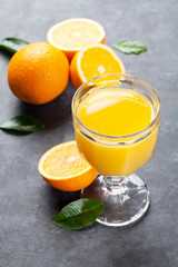 Fresh orange fruits and juice