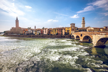 Verona river cityscape, Italy
