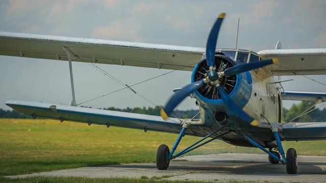 Old plane before take-off