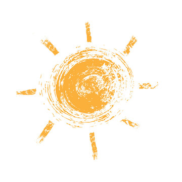 grunge sun symbol, design element