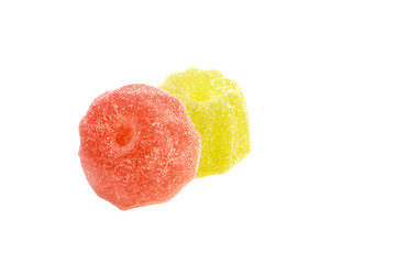 Jelly candies on white background. Gummy candy on a white background.
