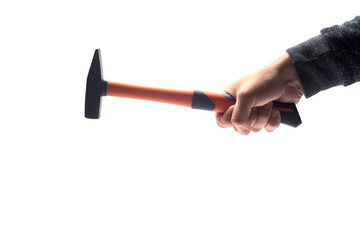 hand holding a hammer