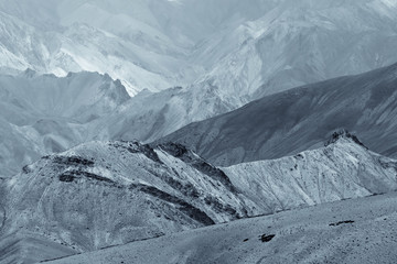 Fototapeta na wymiar Rocks of Moonland, Himalayan mountains , ladakh landscape at Leh, Jammu Kashmir, India.