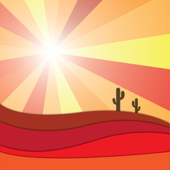 Abstract sun shining on desert
