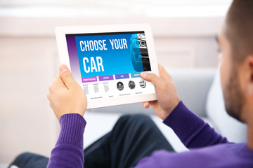 Website selling cars. Online insurance concept