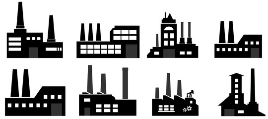 Obraz premium Usine en 8 icônes