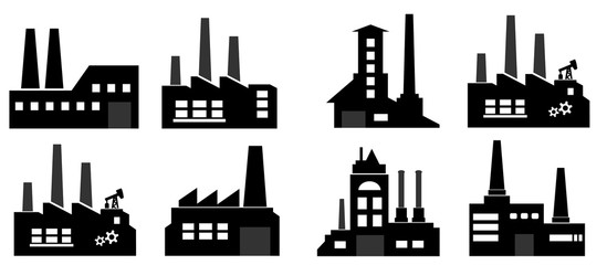 Obraz premium Usine en 8 icônes
