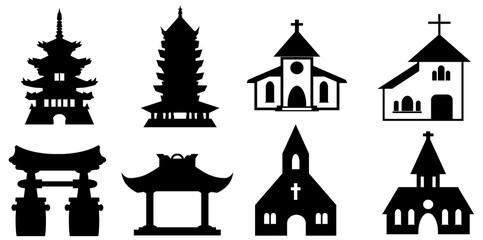 Temple et église en 8 icônes